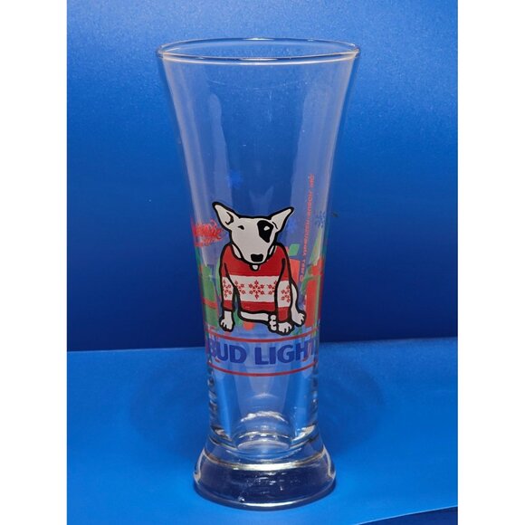 1987 Bud Light Spuds MacKenzie Holiday Pilsner Beer Glass With Festive Design - Picture 2 of 6